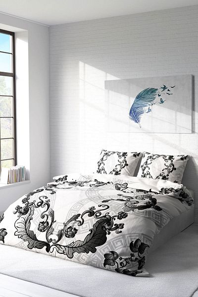 PerlaSera 3D Custom Design - Double Duvet Cover Set, Tightly Woven Cotton Satin, Silver Baraque