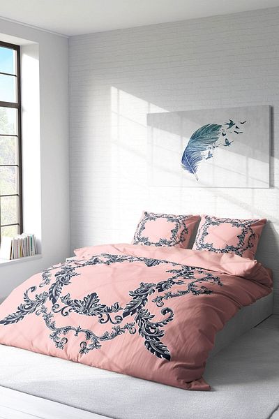 PerlaSera 3D Custom Design Duvet Cover Set - Tightly Woven Cotton Satin, Double, Pink Baraque