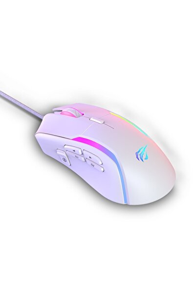 Havit Gamenote Ms1033 Rgb Uyumlu 8000 Dpı Ayarlanabilir Ağırlıklı Beyaz Gaming Makrolu Oyuncu Mouse