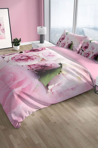 Cattleya Softrose 3d Cotton Satin Double Duvet Cover Set