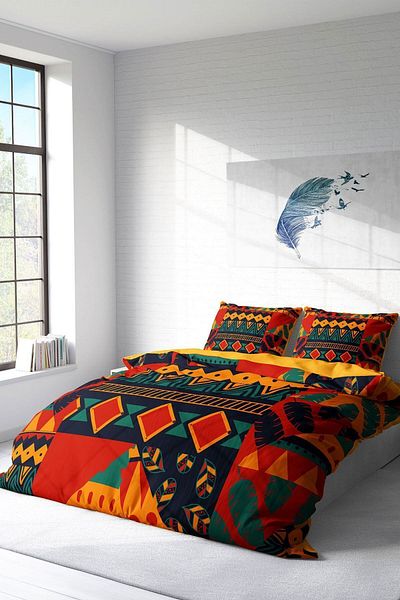 PerlaSera Avaiyo Modern - Double Duvet Cover Set, Tightly Woven Cotton Satin, 3D Custom Design