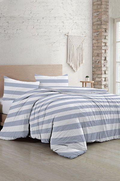 PerlaSera 3D Custom Design - Double Cotton Satin Duvet Cover Set, Soft Strip Luxury
