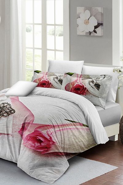 MonoHome Valentine's Day Special Double Duvet Cover Set Cotton Satin Mysterious Love