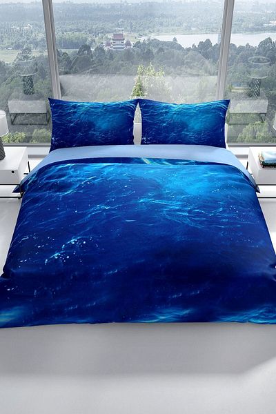 PerlaSera Middle Sea 3d Cotton Satin Double Duvet Cover Set