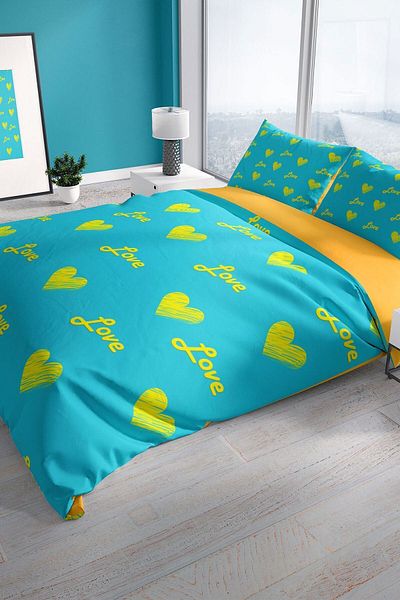 PerlaSera Turquoise 3d Cotton Satin Double Duvet Cover Set