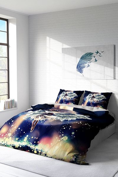 PerlaSera Angela 3D Custom Design - Double Duvet Cover Set, Tightly Woven Cotton Satin