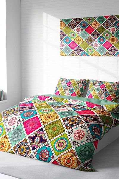 MonoHome Strip Motif 3d Cotton Satin Double Duvet Cover Set