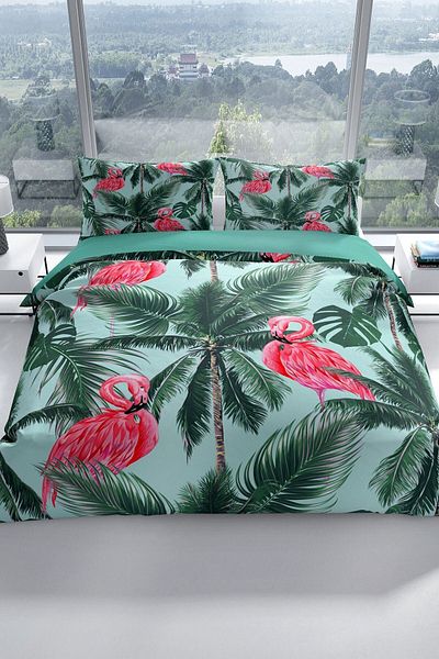Cattleya Flamingo II 3d Cotton Satin Double Duvet Cover Set