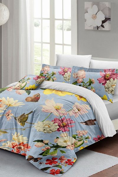 PerlaSera Rose Mix 3D Custom Design - Double Duvet Cover Set, Tightly Woven Cotton Satin