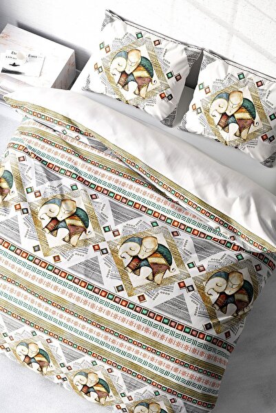 MonoHome Set cuvertură de pat dublă din satin 100% bumbac cu cearșaf elastic ...