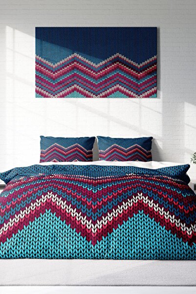 PerlaSera Τρισδιάστατο Προσαρμοσμένο Σχέδιο - Σετ Παπλωματοθήκη από Βαμβακερό Σατέν Διπλό