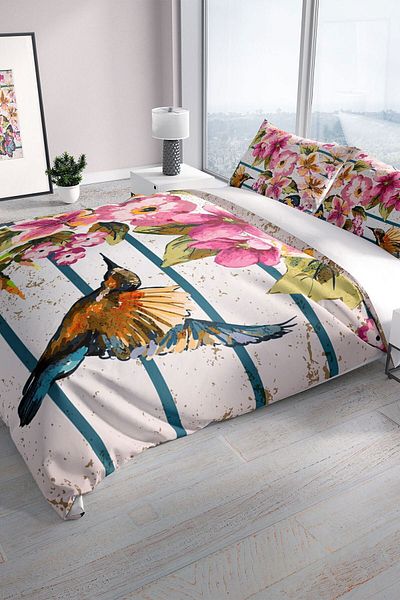 PerlaSera Fly 3d Cotton Satin Double Duvet Cover Set