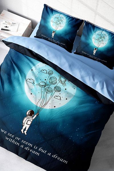 PerlaSera 3D Custom Design Duvet Cover Set - Tightly Woven Cotton Satin, Double Night Mottom