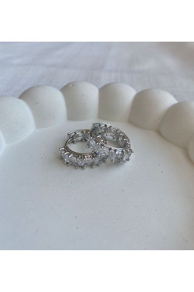 DEMOKAN Jewelled Hoop Earrings - Women's Full Baguette Earrings