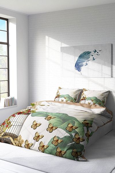 PerlaSera 3D Custom Design - Double Cotton Satin Duvet Cover Set Butterflys