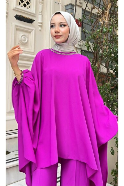 nodilife Φούξια χαλαρό τουνίκ και σετ με μανικετόκουμπα