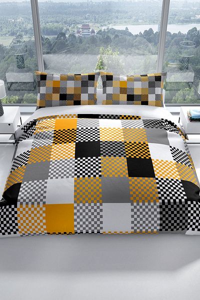 Cattleya Checkers 3d Cotton Satin Double Duvet Cover Set
