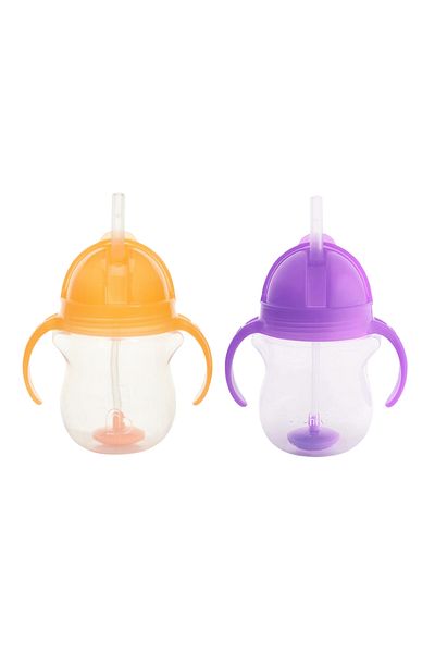 Munchkin 6 Settings + 207 ml Capacity Orange and Purple Drinking Cup - Click Locking Spout