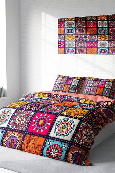 PerlaSera 3D Custom Design Duvet Cover Set - Tightly Woven Cotton Satin, Nakkaş Detailed, Double