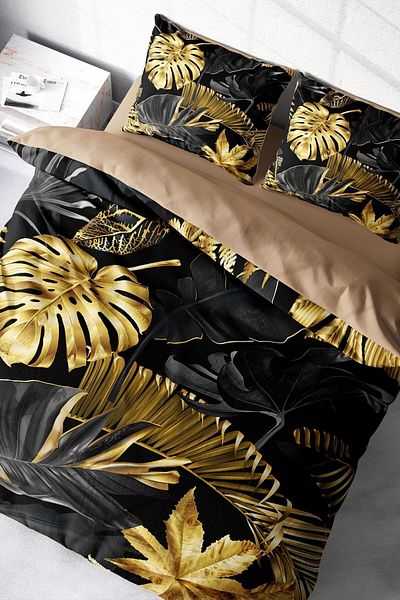 PerlaSera 3D Special Design Duvet Cover Set - Double, Cotton Satin, Black Casual