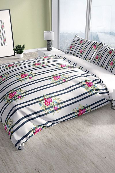 Cattleya Ribbon 3d Cotton Satin Double Duvet Cover Set