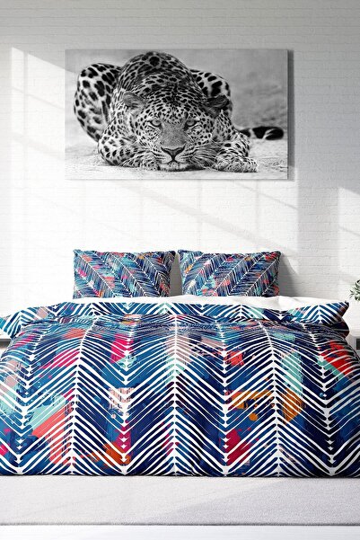 PerlaSera 3D Спеціальний дизайн - Двоспальний комплект постільної білизни з бавовняного сатину, синій візерунок