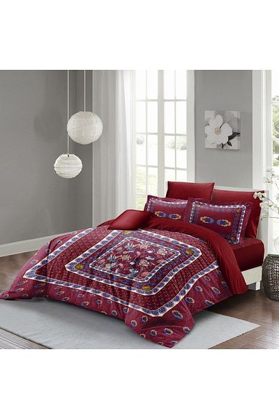 PerlaSera 3D Custom Design - Double Duvet Cover Set, Tightly Woven Cotton Satin, Red Authentic
