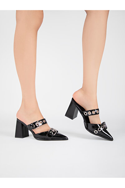 Raid By Styli Metal Eyelet Buckle Design Pointed Toe Mules