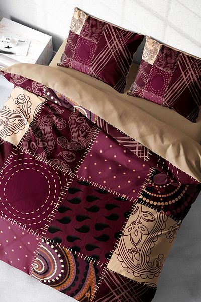 PerlaSera 3D Custom Design - Double Cotton Satin Duvet Cover Patchwork Set