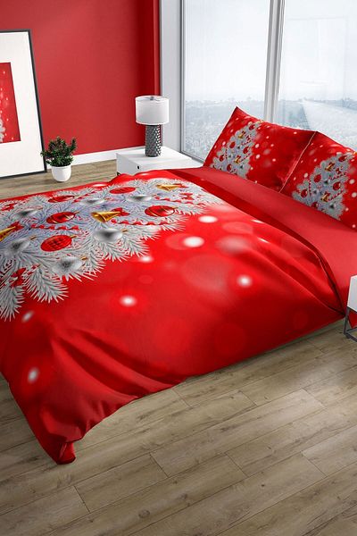 PerlaSera NY Pine 3D Cotton Satin Double Duvet Cover Set