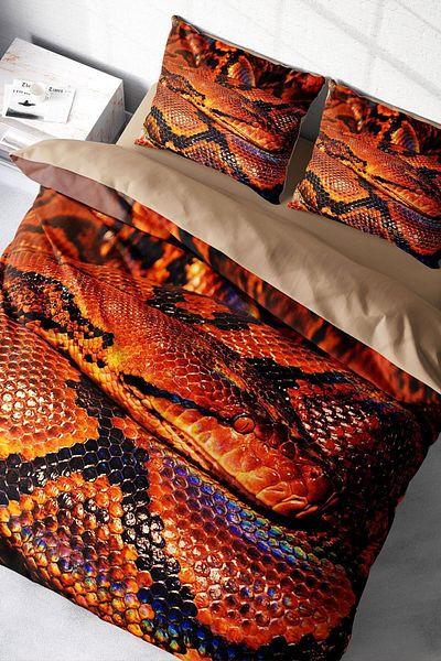 PerlaSera 3D Custom Design - Double Duvet Cover Set, Tightly Woven Cotton Satin Snakecharmer
