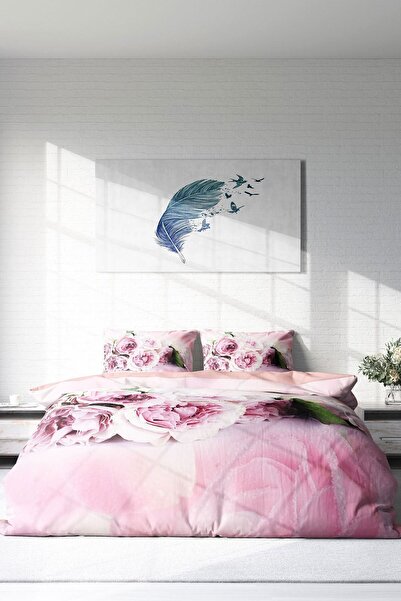PerlaSera 3D Custom Design Softrose - Double Duvet Cover Set, Tightly Woven Cotton Satin