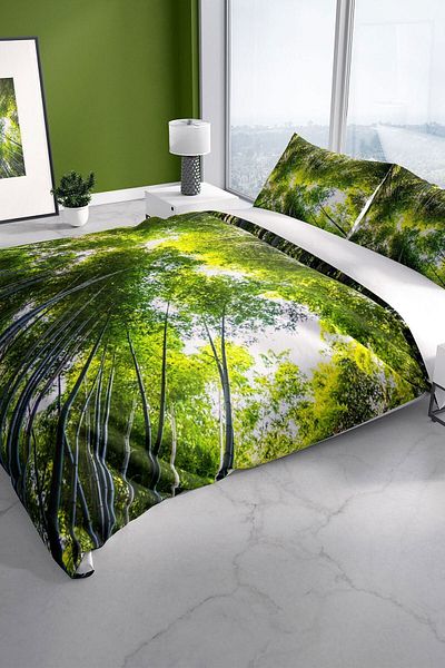 PerlaSera Forest 1 3d Cotton Satin Double Duvet Cover Set