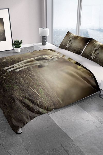 PerlaSera Fluwolf 3d Cotton Satin Double Duvet Cover Set