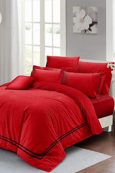 PerlaSera Luxury Red - Double Duvet Cover Set, Tightly Woven Cotton Satin, 3D Custom Design