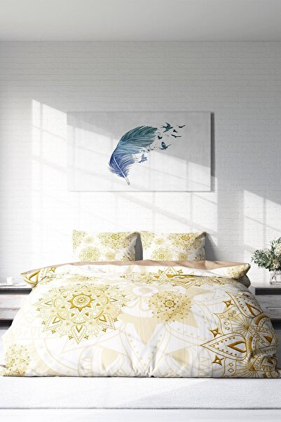 PerlaSera Gold Luxury - Двоспальний комплект постільної білизни, щільно тканий бавовняний сатин, спеціальний 3D-дизайн