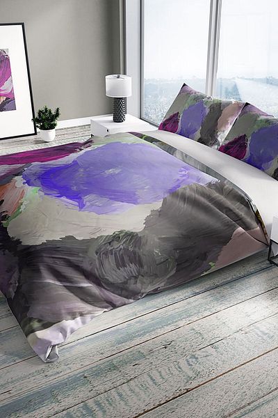 Cattleya Strokes 3D Cotton Satin Double Duvet Cover Set