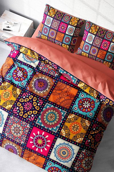 PerlaSera 3D Custom Design Duvet Cover Set - Tightly Woven Cotton Satin, Nakkaş Detailed, Double