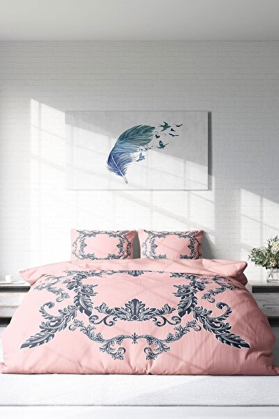 PerlaSera Σετ κρεβατιού 3D Special Design - Πυκνό υφαντό βαμβακερό σατέν, διπλό, ροζ μπαράκ