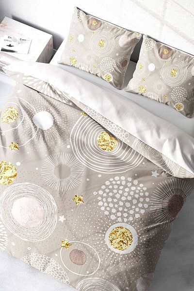 PerlaSera 3D Special Design Duvet Cover Set - Tightly Woven Cotton Satin, Soft Circles