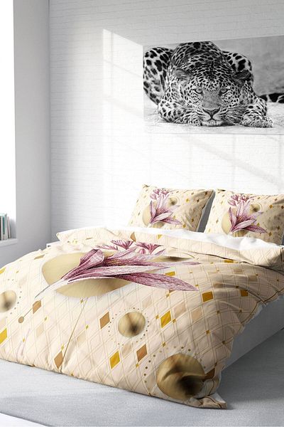 PerlaSera 3D Special Design - Tightly Woven Cotton Satin Duvet Cover Set, Pink Lily