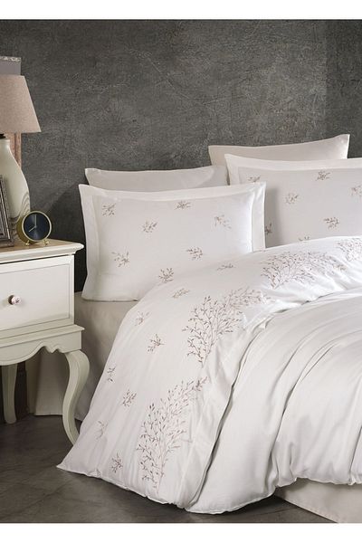 Dantela Set cuvertură de pilota cu broderie de culoare crem Century