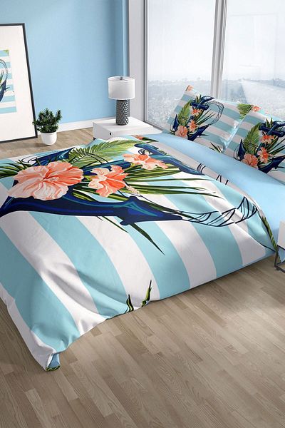 Cattleya Anchor 3d Cotton Satin Double Duvet Cover Set