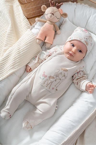 H HONEY BABY Organic Gazelle Baby Girl Jumpsuit