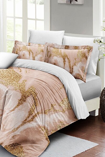 PerlaSera 3D Custom Design - Double Duvet Cover Set, Tightly Woven Cotton Satin, Marble Shiny