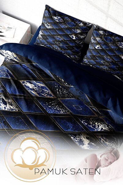 PerlaSera 3D Спеціальний дизайн - Двоспальний комплект постільної білизни, щільно тканий бавовняний сатин Blue Suite