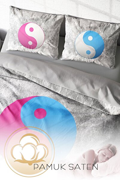 PerlaSera Двоспальний комплект постільної білизни з щільної бавовняної сатини 3D, спеціальний дизайн Ying Yang