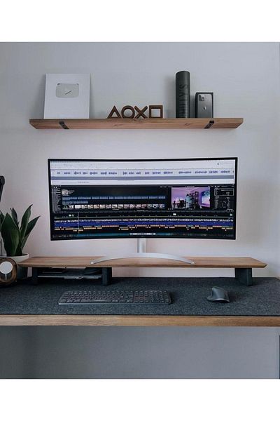 Woll Tasarım Felt Desk Organization and Gamer Mousepad Dark Gray (60X120Cm)