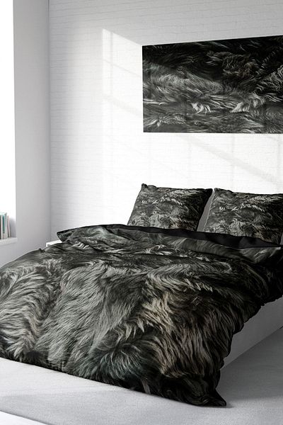 PerlaSera 3D Custom Design Duvet Cover Set - Tightly Woven Cotton Satin, Dark Feather, Double