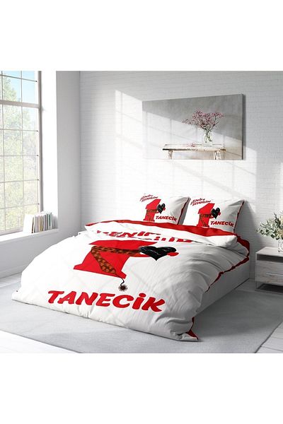 MonoHome Valentine's Day Cotton Satin Double Duvet Cover Set Birtanem